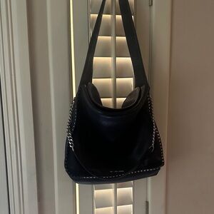 Michael Kors Black Hobo Bag with Silver Accents